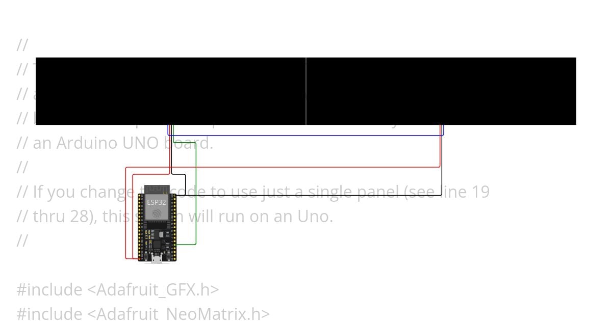 ESP32 Two Panel Neomatrix Hello World simulation