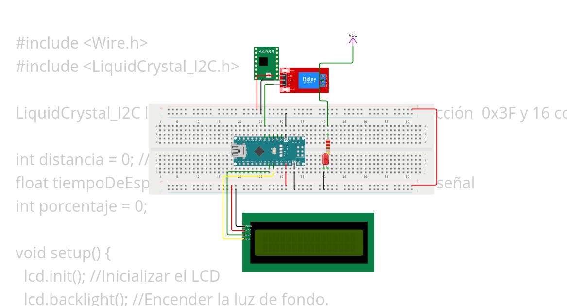 RELEVADOR y LCD I2C con Arduino nano  simulation