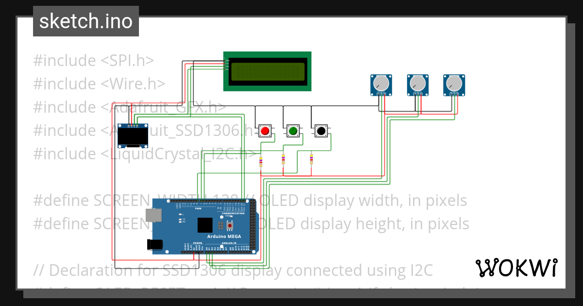 OLED and LCD - Wokwi ESP32, STM32, Arduino Simulator image.