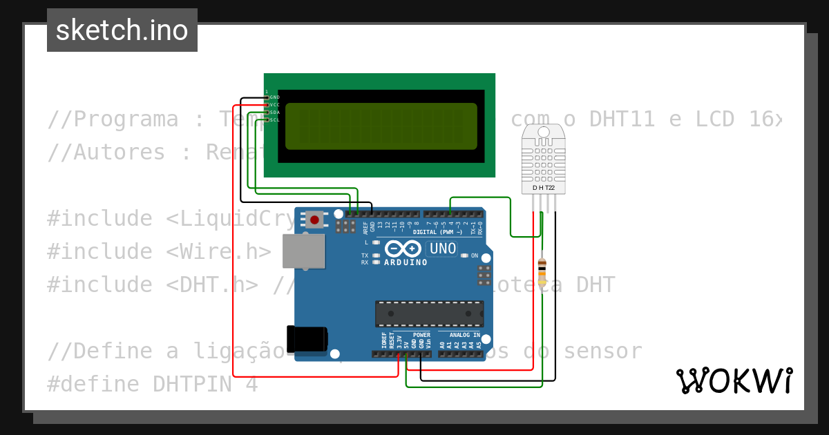 Arduino UNO, DHT22 e LCD I2C Copy - Wokwi ESP32, STM32, Arduino Simulator