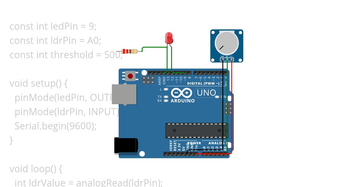 LED that illuminates in low-light conditions. simulation