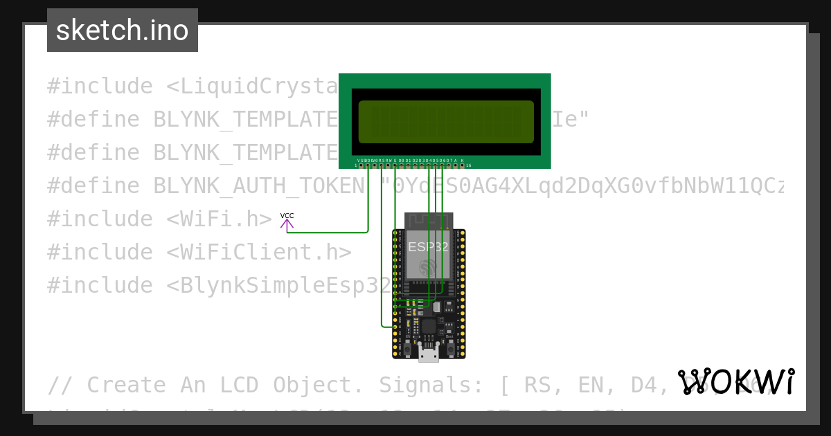Lcd message via cloud wokwi esp32 stm32 arduino simulator