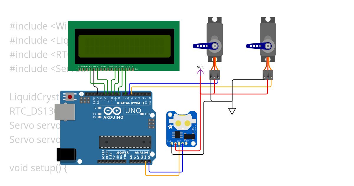 servo motorların rtc ile sürekli beraber çalıştırılması simulation