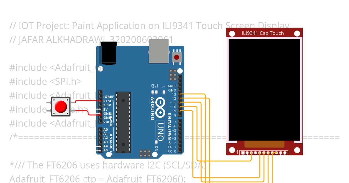 Paint Application on ILI9341 Touch Screen Display simulation