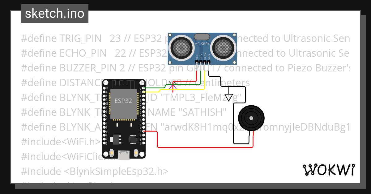 Ultrasonic Sensor with ESP32 and buzzer Copy - Wokwi ESP32, STM32 ...