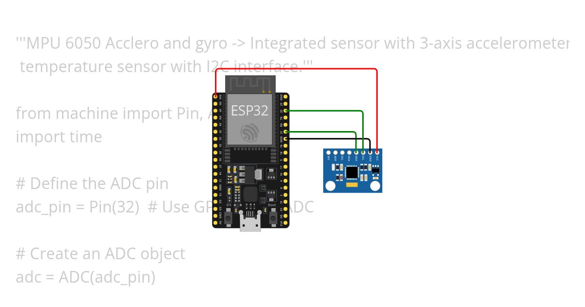 ESP32 MPU6050 Sensor I2C Interface (Exp 7) simulation