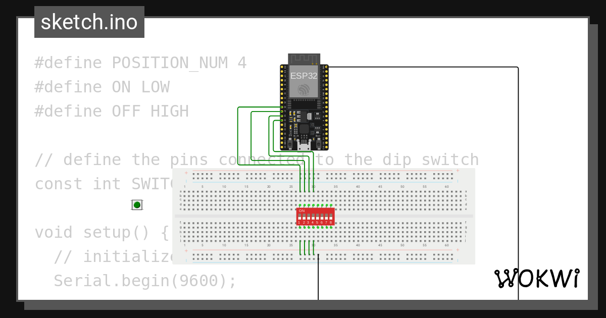 DIP_SWITCH - Wokwi ESP32, STM32, Arduino Simulator