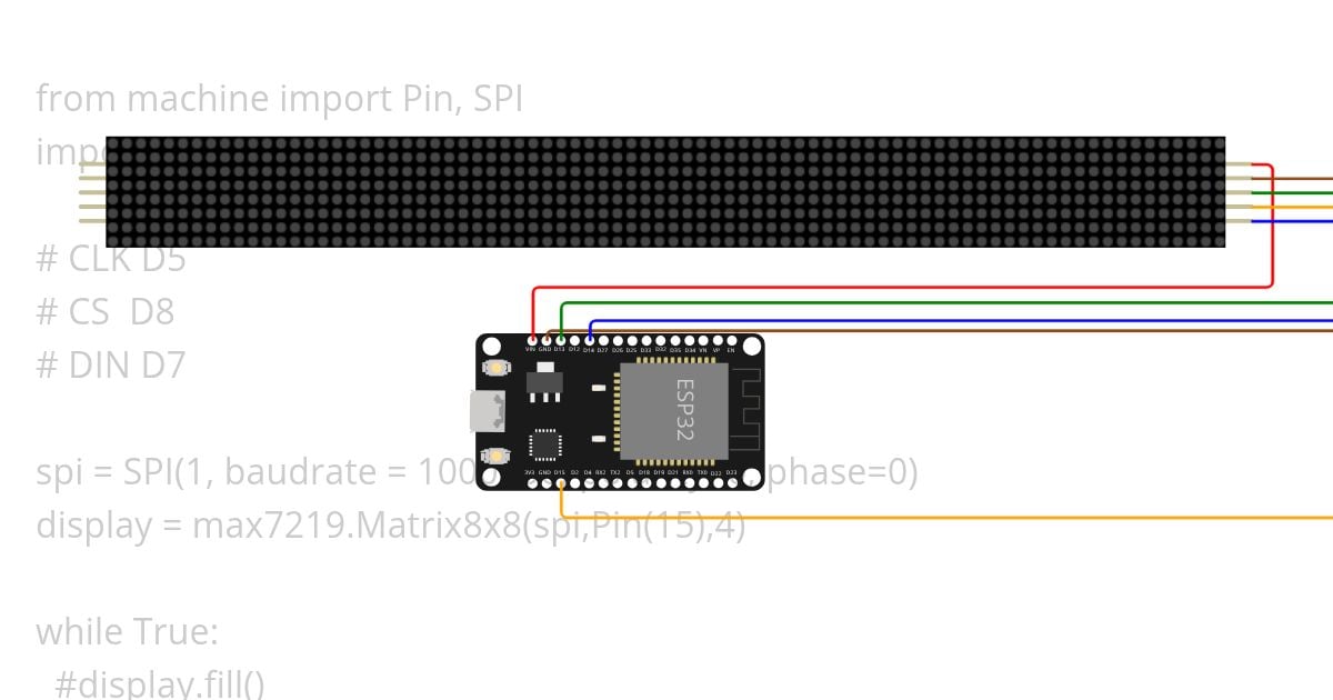 matriz led, esp32, texto Copy simulation