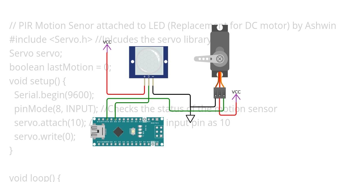 PIR Motion Sensor with Servo simulation