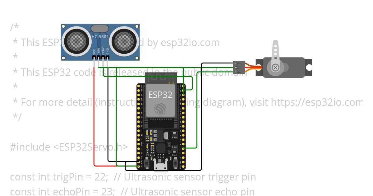 ultrasonic and servo  simulation