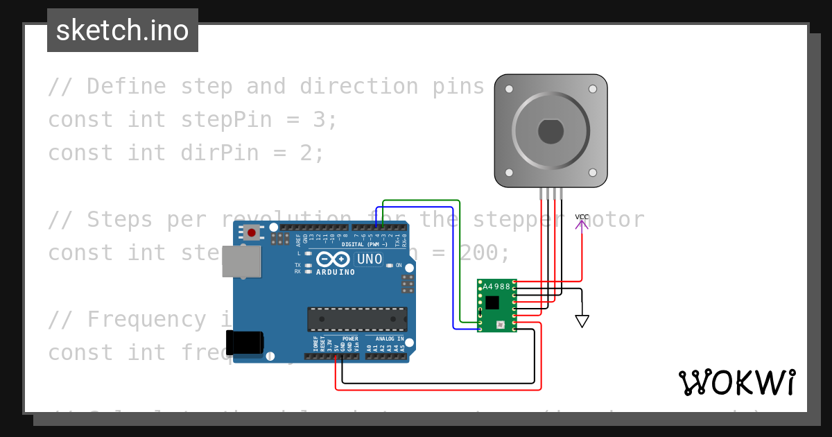step motor 5-11 Hz - Wokwi ESP32, STM32, Arduino Simulator