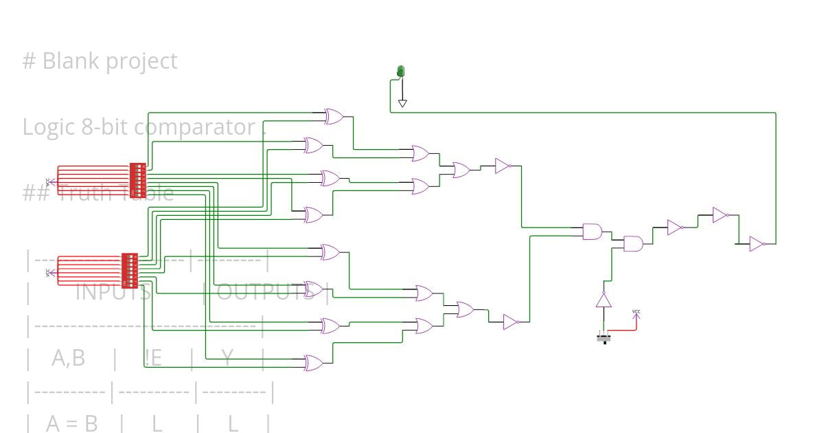 Logic 8-bit comparator simulation