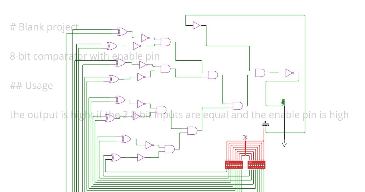 8-BIT Comparator logic with enable pin simulation