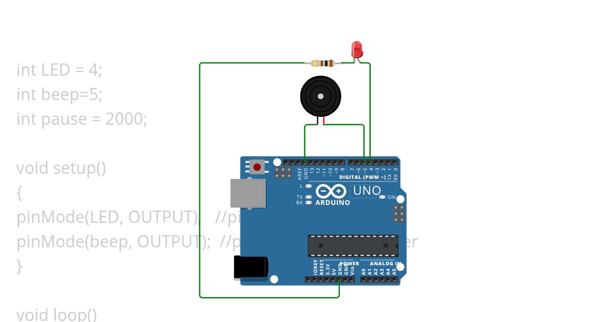 11 Buzzer and LED  simulation
