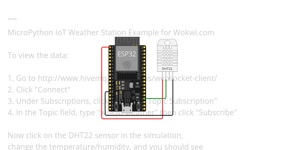 Create a Weather logger using DHT 22 with MQTT protocol in WoWki  Copy simulation