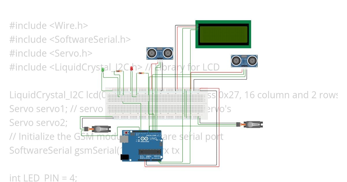 Create a Waste management system with the LCD diaplay in WoWki  simulation