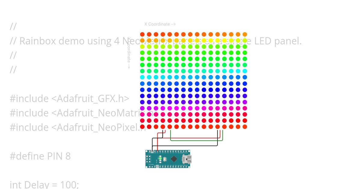 NeoPixel 16x16 Rainbow Demo simulation