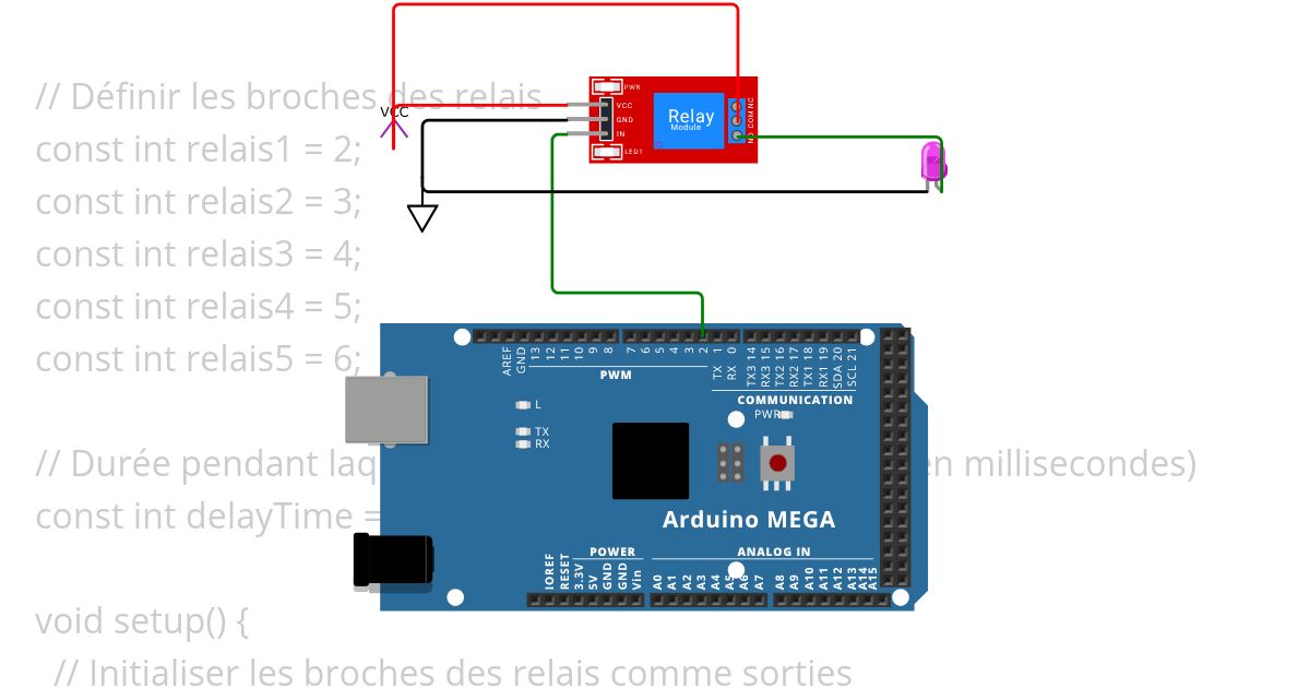 Relais neons etoiles facade simulation