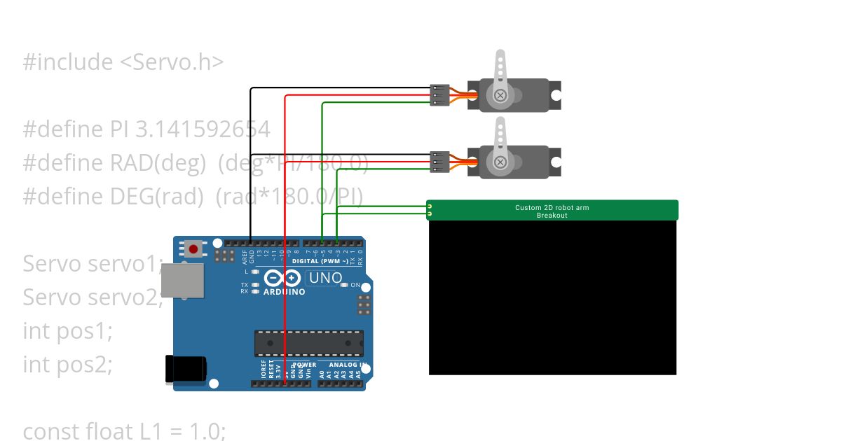 Custom chip 2D robot arm simulation