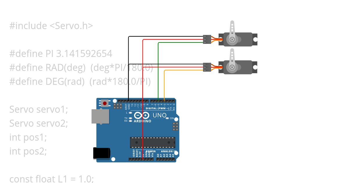 Custom chip 2D robot arm simulation