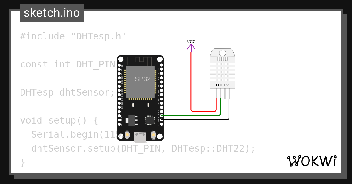 DHT22 SENSOR INTERN - Wokwi ESP32, STM32, Arduino Simulator