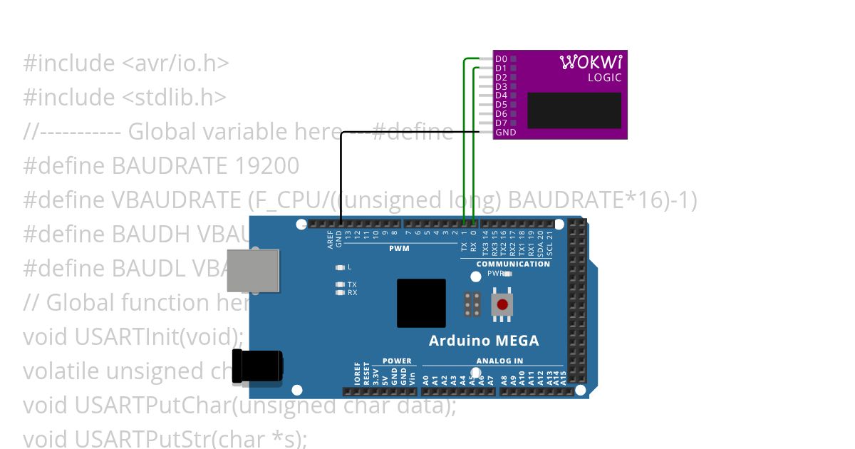 UART 19200 U with 8N1  simulation