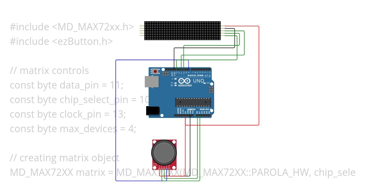 Game dengan DotMatrix dan Joystick (bagian 1: Dasar) simulation