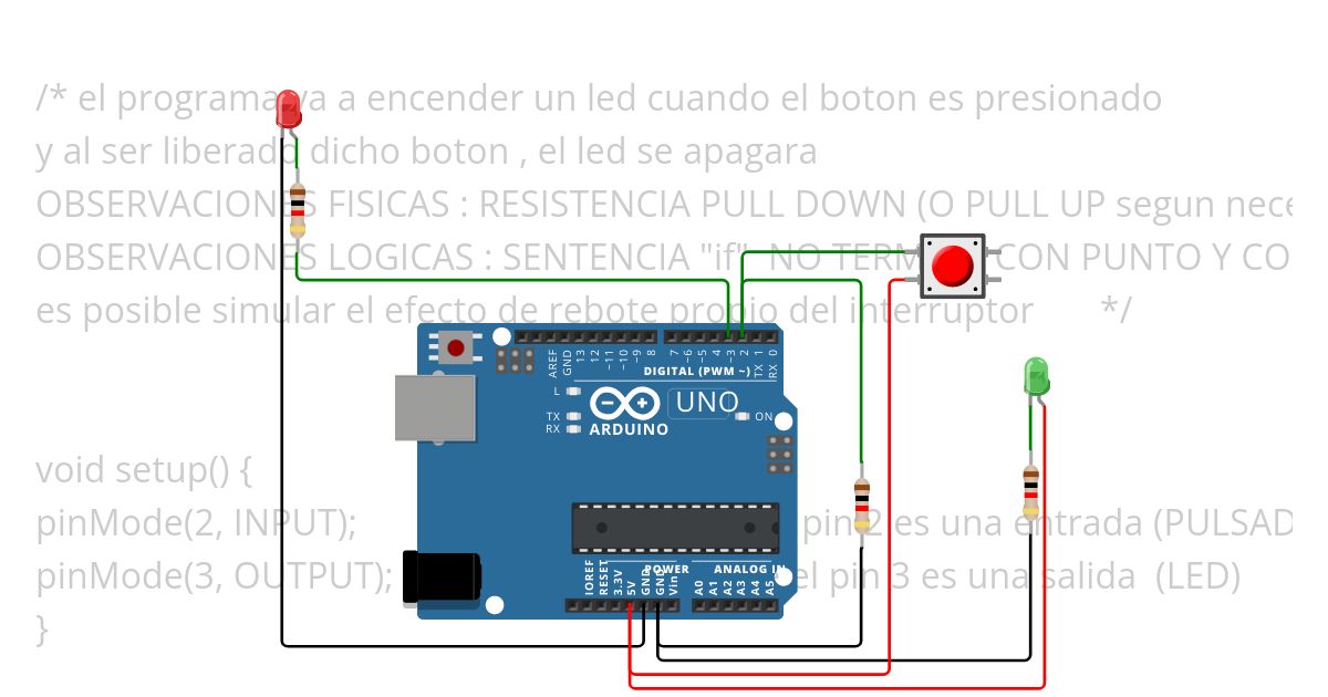 ENCIENDO Y APAGO UN LED (CON COMENTARIOS) simulation