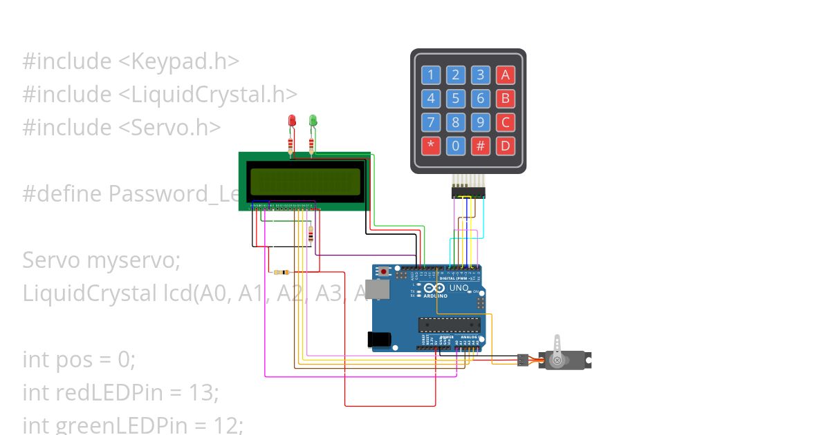 Tresor, mit LCD und Keypad  simulation
