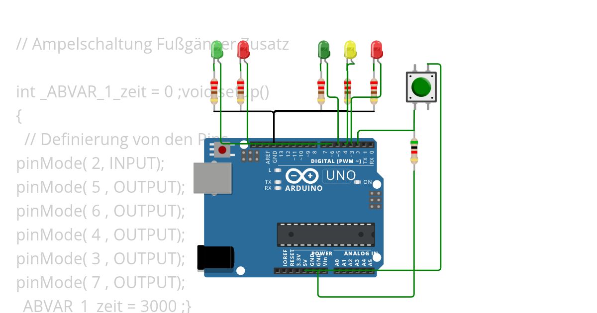 Ampel mit Taster simulation
