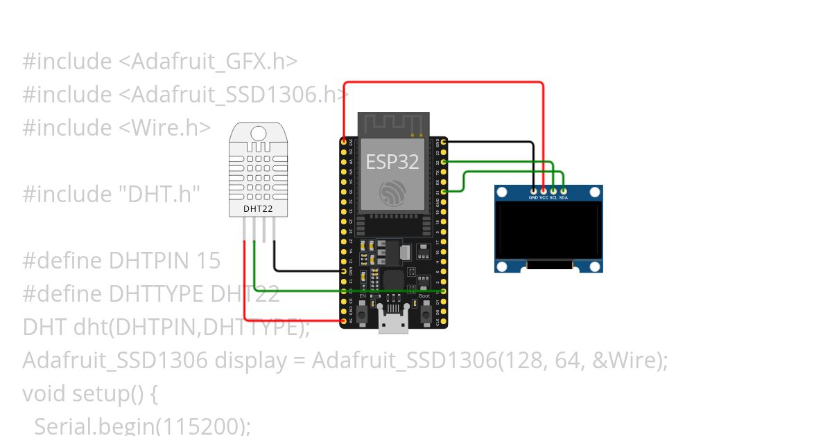 ESP32 DHT22 + OLED  simulation