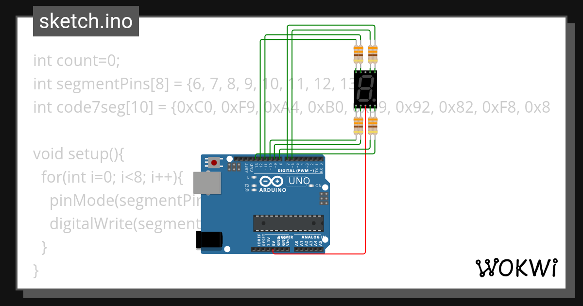 Lesson 4: 7 Segment Display - Wokwi ESP32, STM32, Arduino Simulator