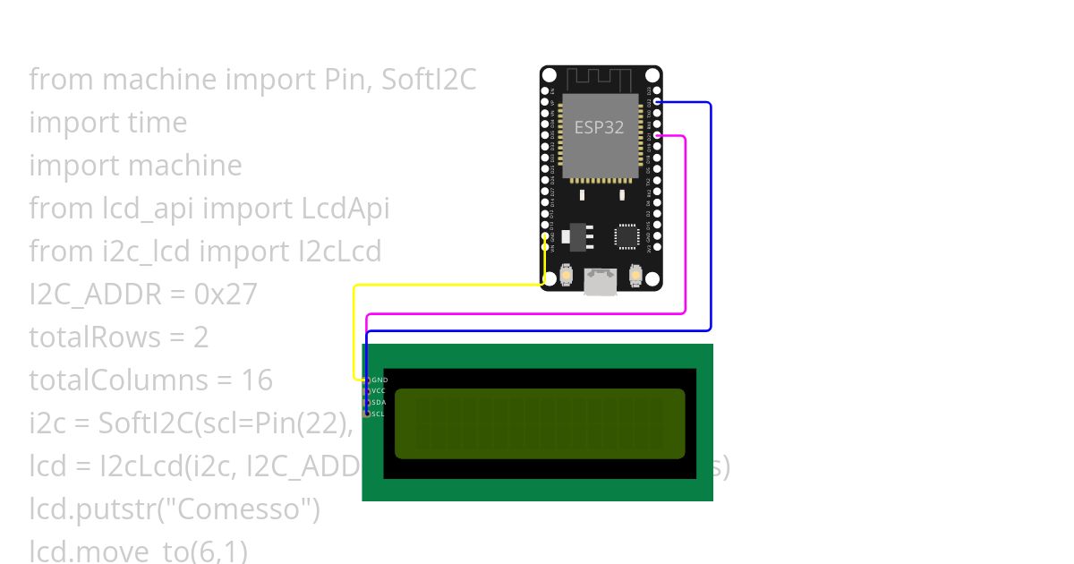 MicroPython i2c-LCD [Prof. Cristiano] simulation