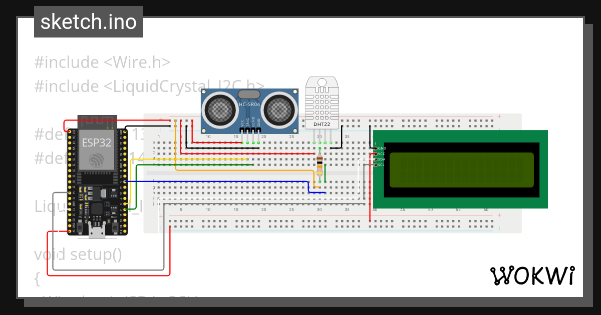 ESP32 Ultrasonic Sensor with LCD Display - Wokwi ESP32, STM32, Arduino ...