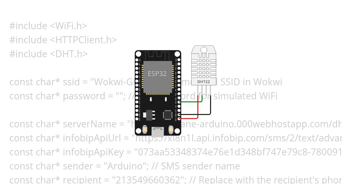 dht with sms simulation