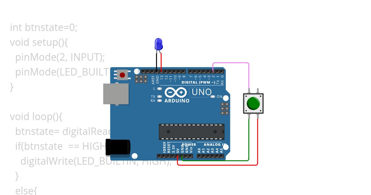 blink led when i click button simulation