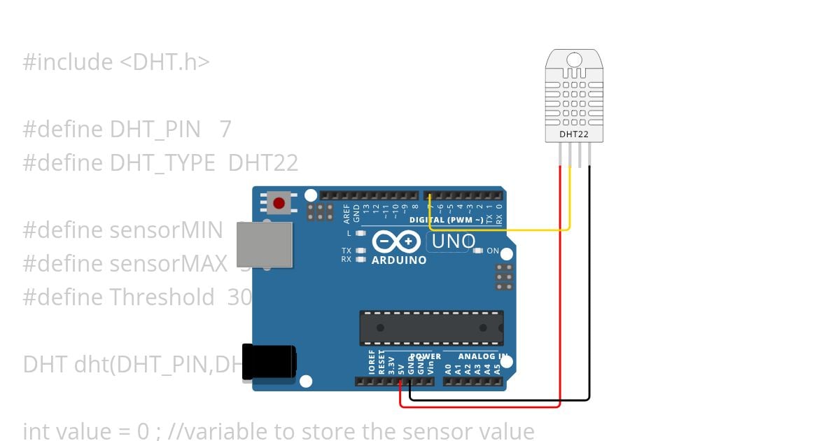 DHT22 ARDUINO UNO simple simulation