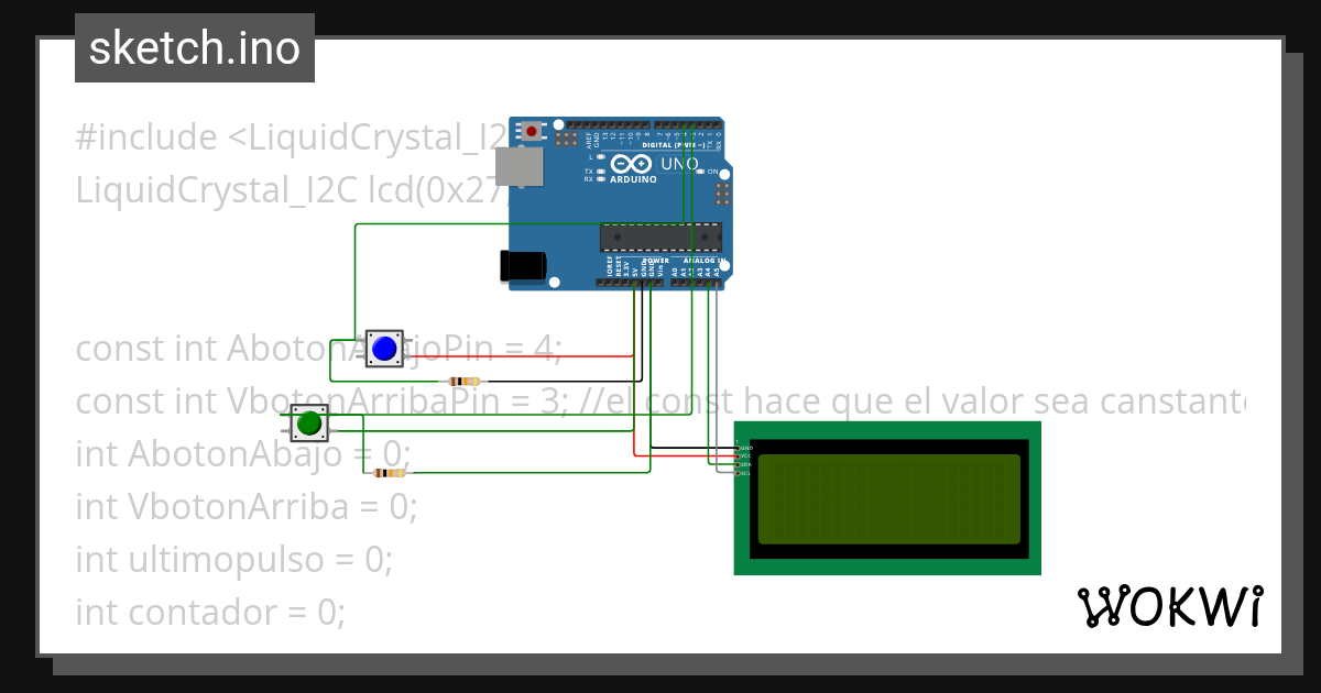 menu con opciones (abajo-arriba) - Wokwi ESP32, STM32, Arduino Simulator