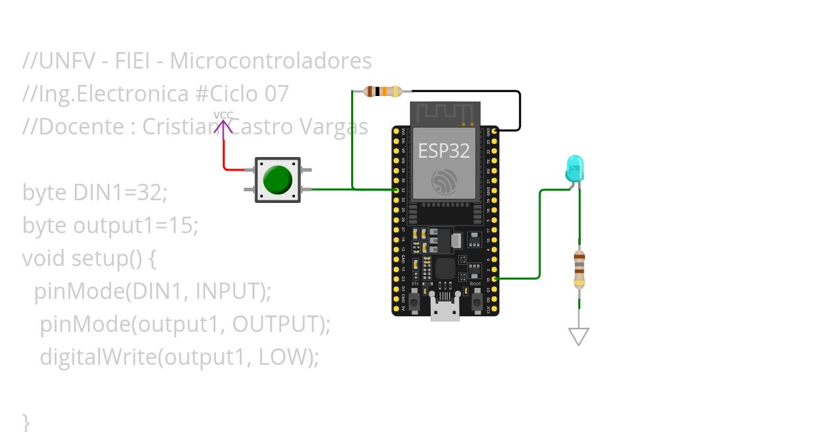 LED PIN15 + PULSADOR  simulation
