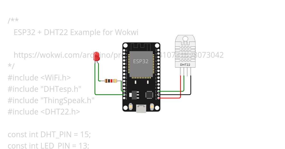 esp32-dht22-thingspeak DeVry Module 3 Test2 DHT22 simulation