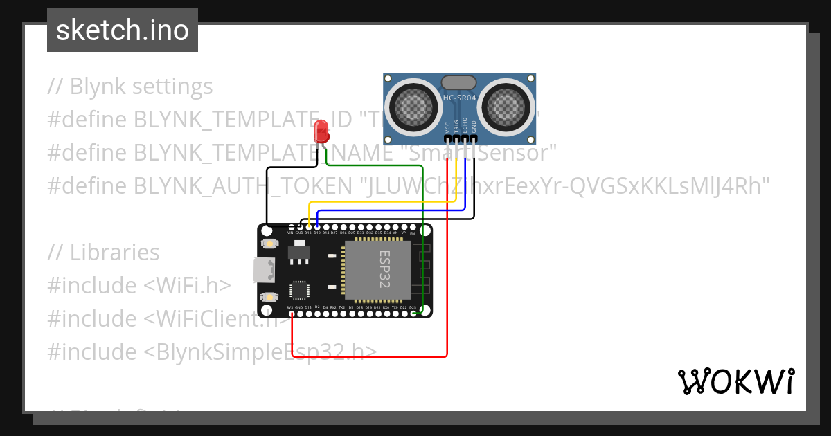 esp32 ultrasonic to blynk - Wokwi ESP32, STM32, Arduino Simulator