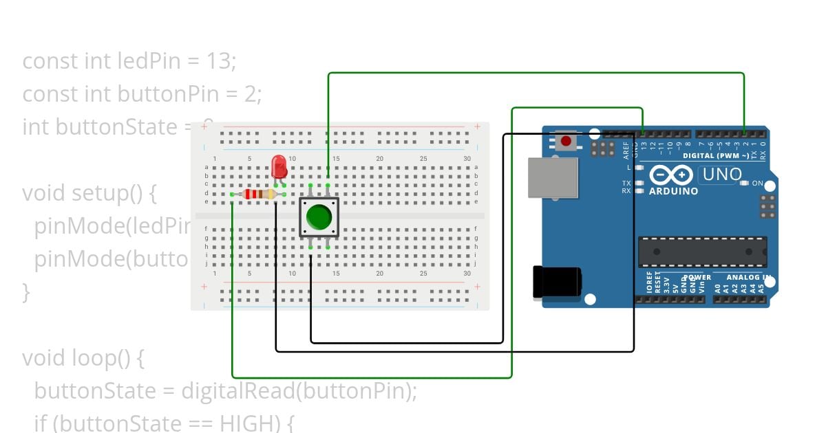 Praktikum 1: Kontrol LED dengan Tombol simulation