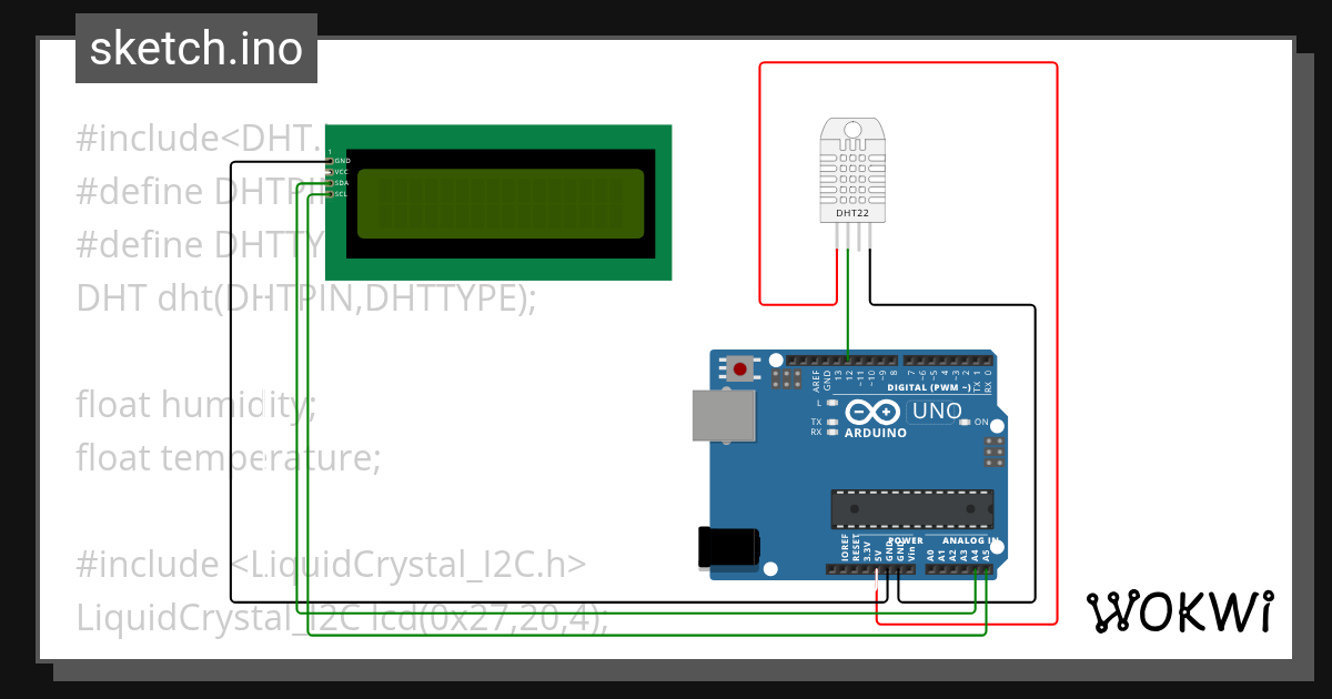 DHT22 sensor using ARDUINO - Wokwi ESP32, STM32, Arduino Simulator