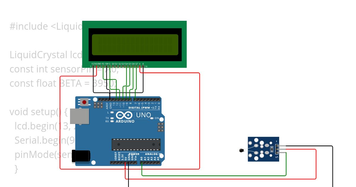 LCD 16*2 Tempreture simulation