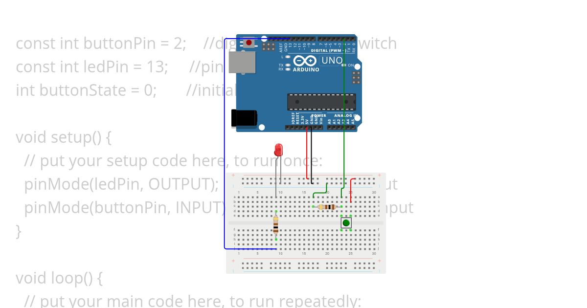 LED ON OFF via push button switch simulation