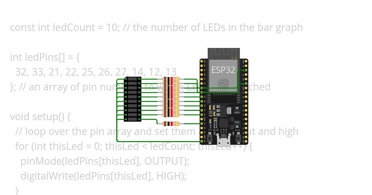 ESP32 AND LED BAR simulation