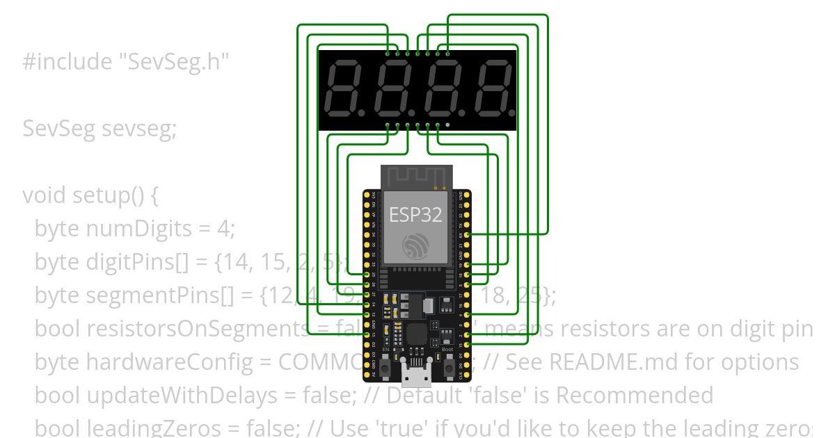 ESP32 4 digit Seven Segment Counter simulation