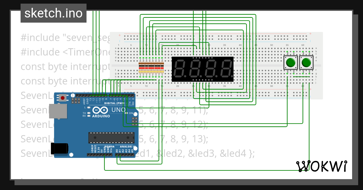 7 segment 雙功能 - Wokwi ESP32, STM32, Arduino Simulator