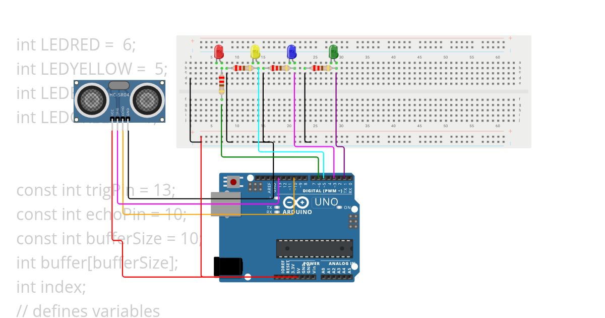 UltraSonic Sensor (Distance/LED) simulation