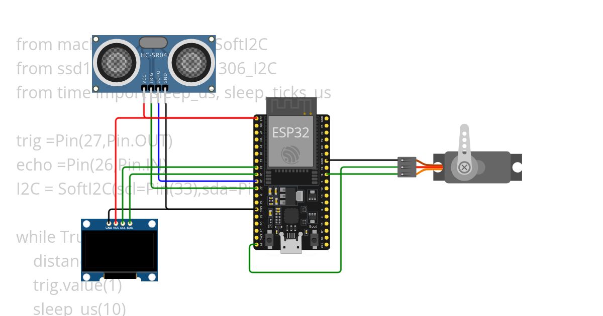 'OLED' Ultrasonic Distance Sensor  simulation